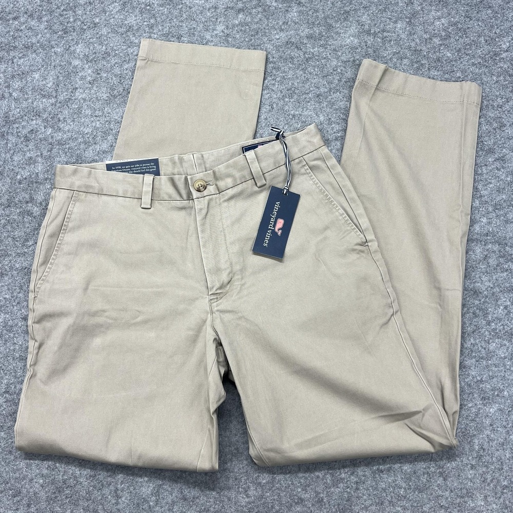 Vineyard Vines Breaker Pants Mens 30x32 Khaki Beige Stretch Chino 1P1291-250